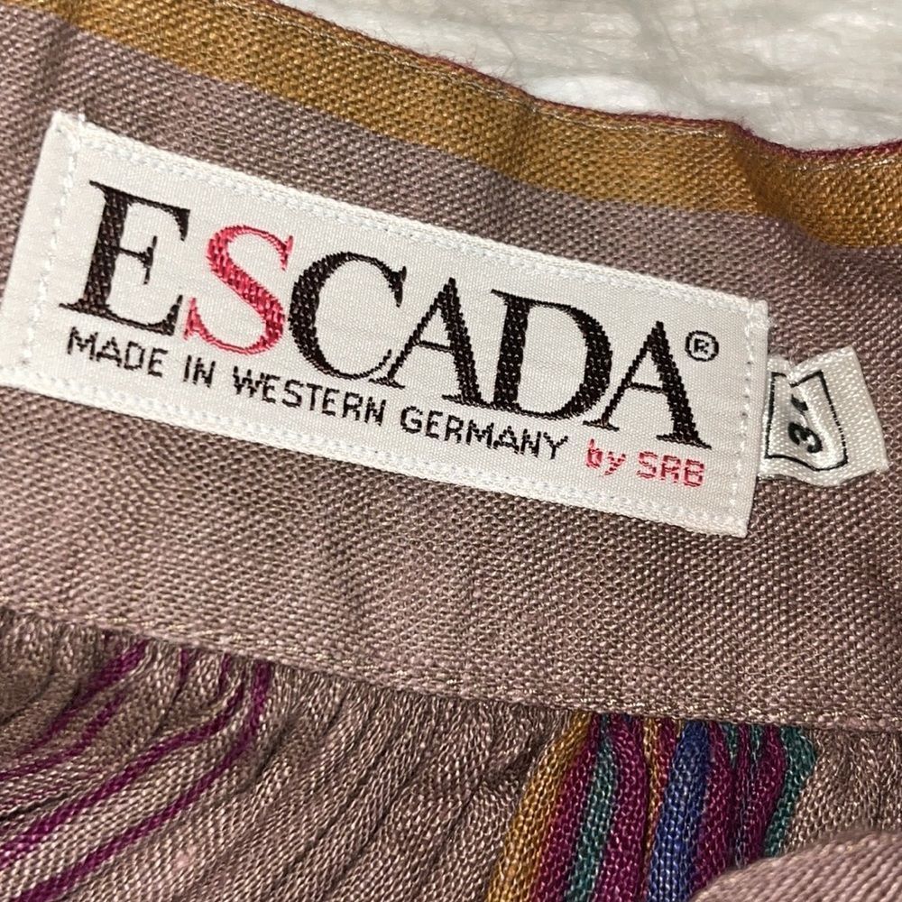 Escada Brown Plaid Midi Skirt with Blue and Purple Stripes - Picture 7 of 11
